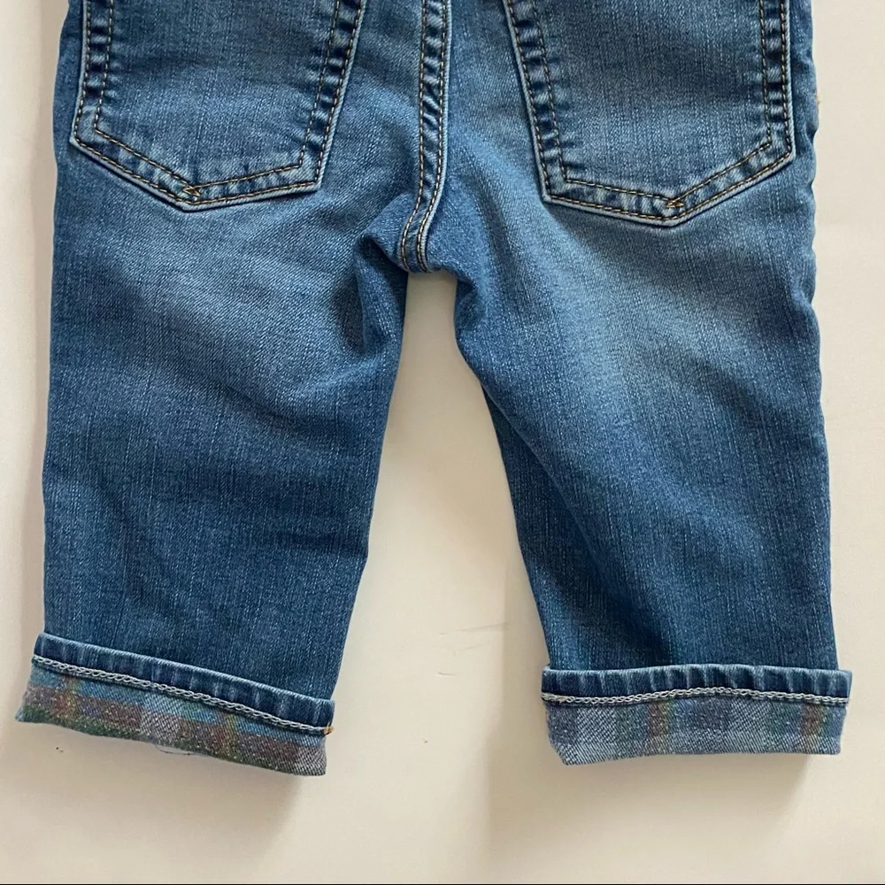 Gap Jeans size 12-18 Months plaid flannel cuffs Denim pants baby boys Gapkids